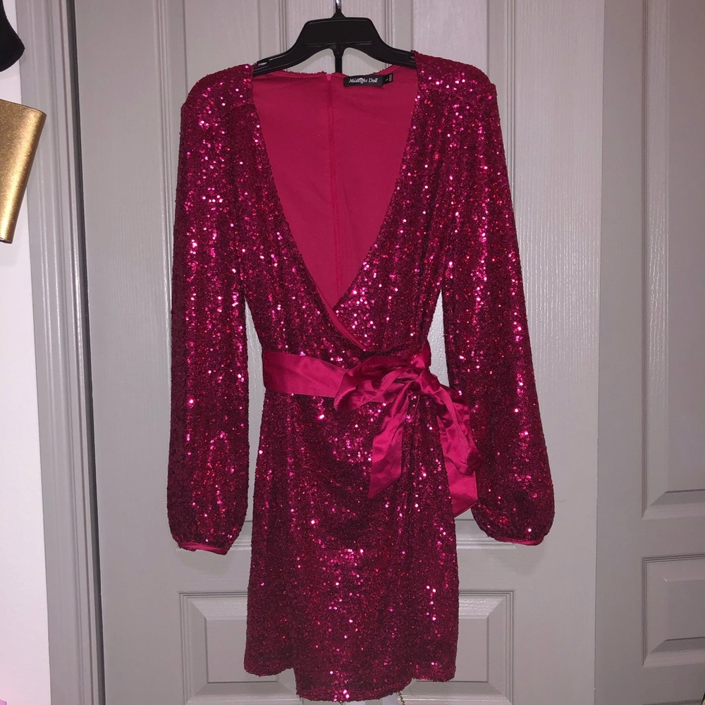MIDNIGHT DOLL HOT PINK SEQUIN DRESS